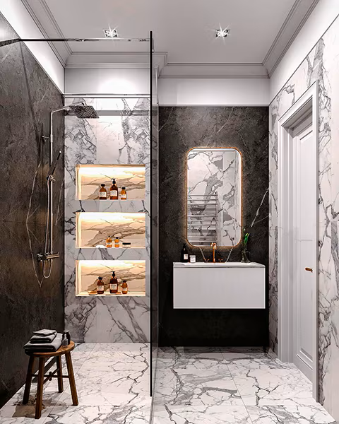 Exemple de douche italienne dans un petit espace